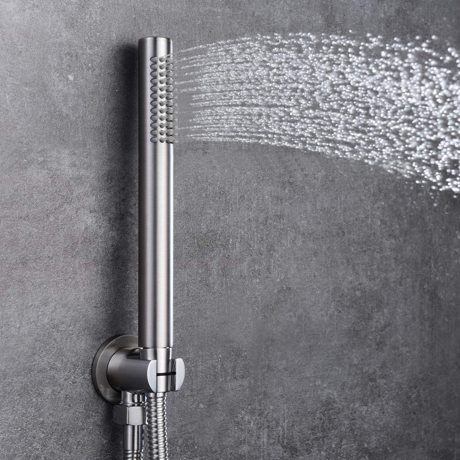 Brushed Nickel Shower System with Waterfall Tub Spout, 8 Inches Rain Shower and Handheld
