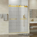 Findepot 44'-48' W x 75' H Frameless Shower Door, Double Sliding Shower Door,5/16'(8mm) Clear Tempered Glass,Stainless Steel Hardware,Brushed Gold
