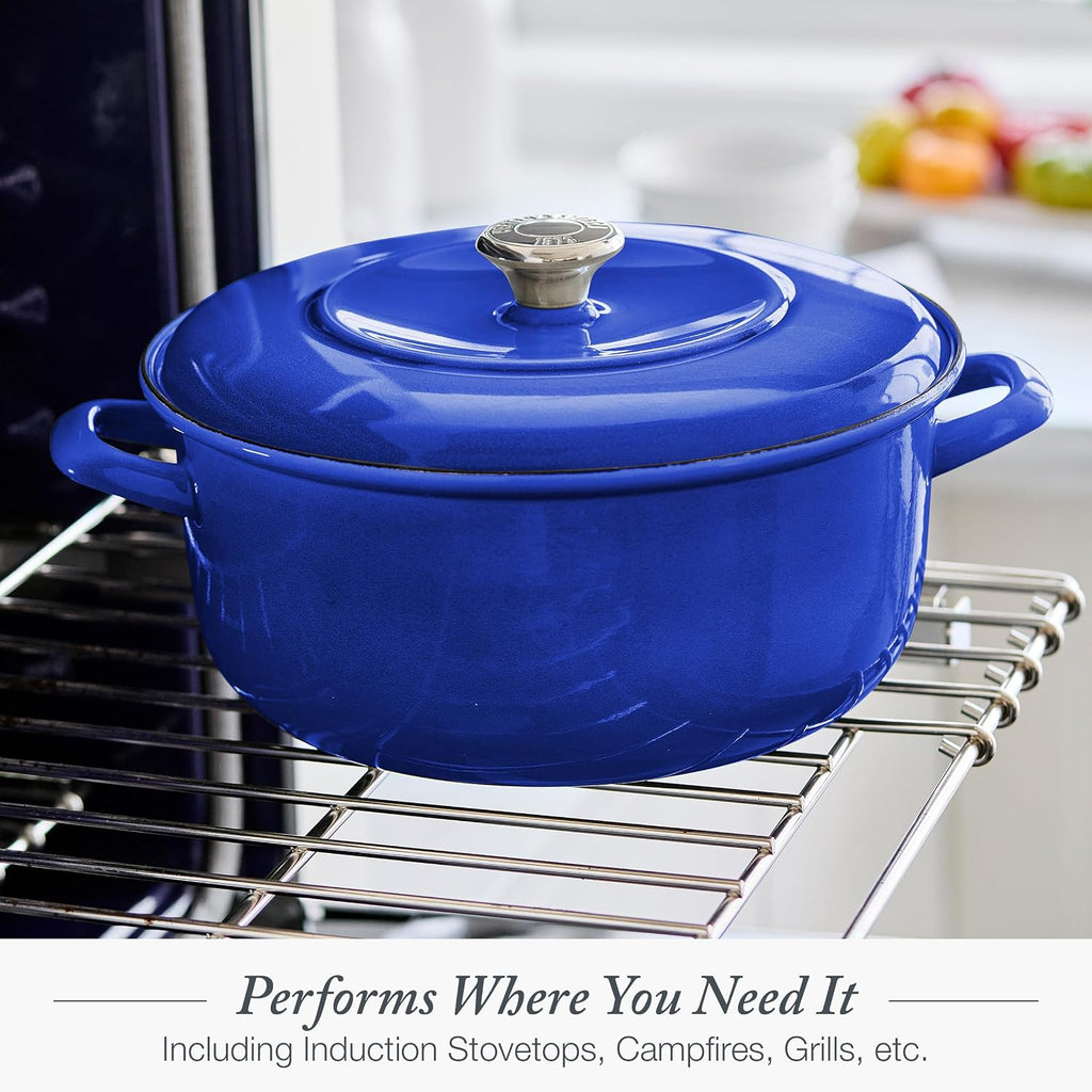 Merten & Storck 3.7QT & 5.5QT Dutch Ovens with Lids, 4 Piece Cookware Set, European Crafted Enameled Iron Stockpot, Induction & All Cooktops, Braising, Stews, Roasting, Slow Cooking, Sourdough, Cobalt Blue