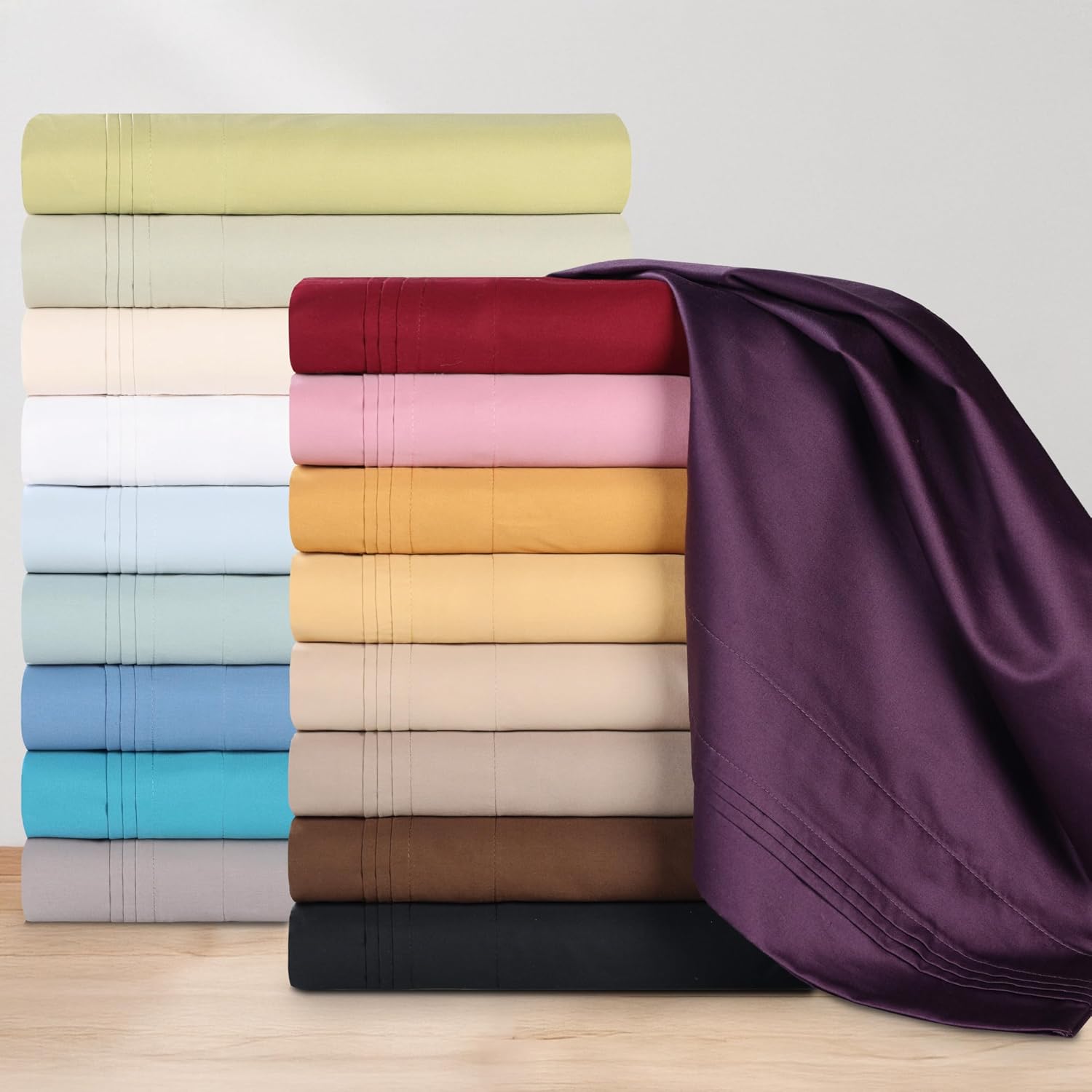 Superior Egyptian Cotton 4 Piece Sheet Set, 650 Thread Count, Eco-Friendly, Sustainable Sheets, Ultra-Soft Basics, Solid, Deep Pocket Fitted Sheet, Flat Sheet, Pillowcases, Full, Black