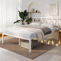Novilla 18 Inch King Size Bed Frame with Headboard, White Metal Platform Bed Frame, King Bed Frame No Box Spring Needed, Easy Assembly