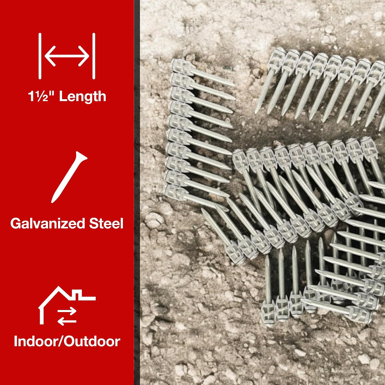 1½″ Concrete Nails Compatible With Hilti BX4 – 1,000 Count Collated Flat Head Shoot-Drive Nails with Hardened Steel Shank – Heavy-Duty Fasteners for Concrete, Masonry & Construction Projects