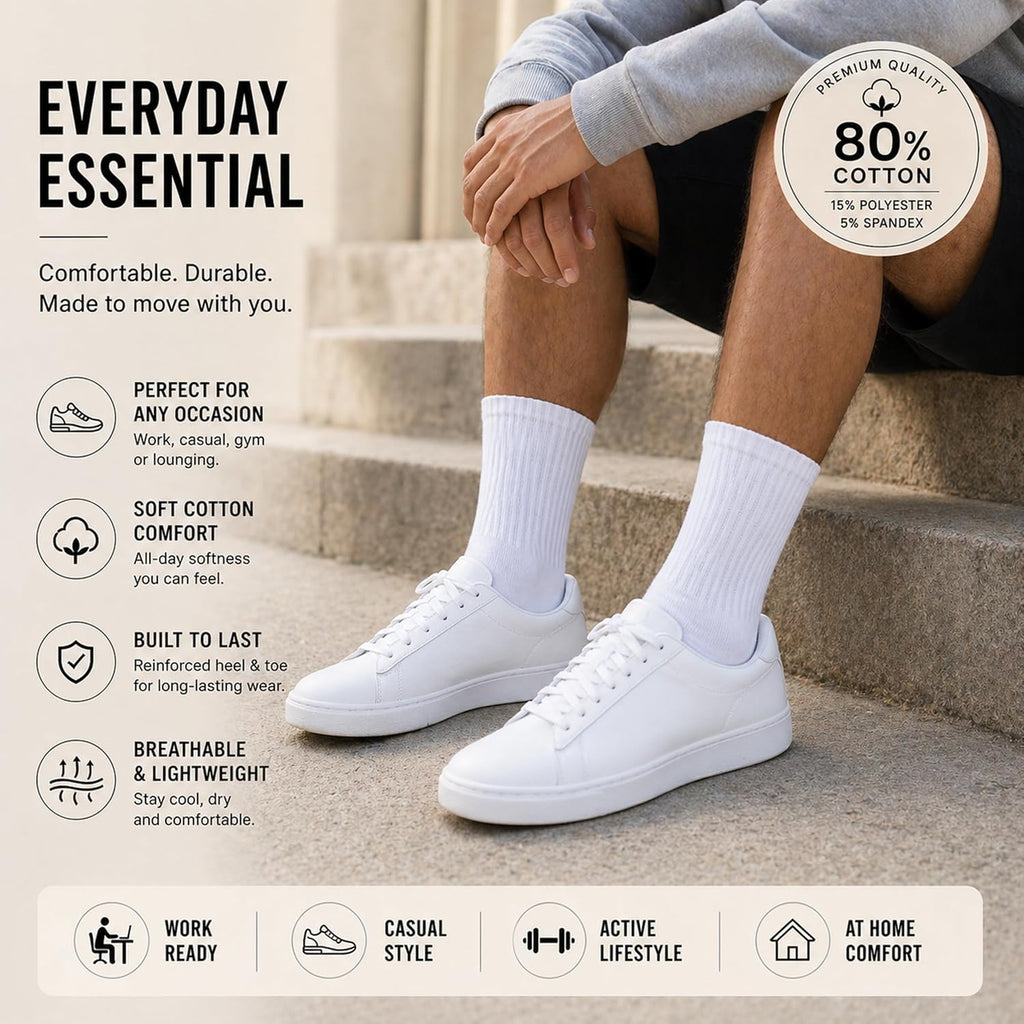 Winterlace 240 Pairs 80% Cotton Crew Socks for Homeless Men Women, Charity Donation Warm Bulk Pack