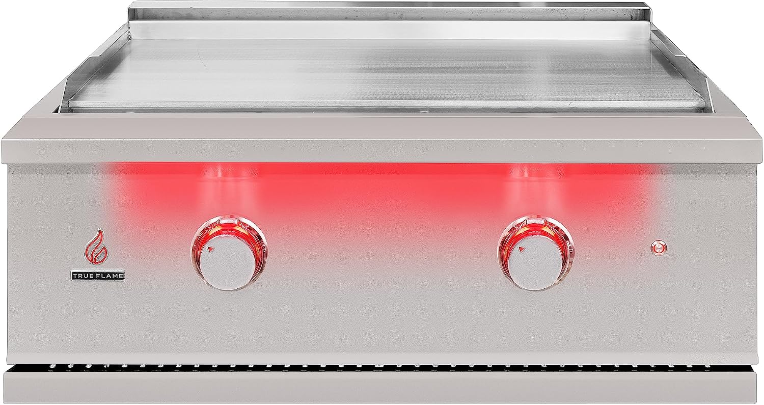 30-Inch Built-In Propane Gas Outdoor Griddle w/Illuminated Front Panel & Knobs - TFG30L