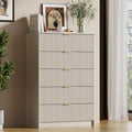 Furniway Beige Dresser for Bedroom, Modern Dresser with 5 Drawers and Smooth Slides, Wide Chest of Drawers with Golden Handles for Bedroom, Living Room, Closet, 15.7' D x 31.5' W x 47.2' H