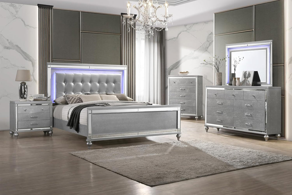 New Classic Furniture Valentino Wood Twin Bed, Silver