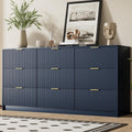 Furniway Blue Dresser for Bedroom, Modern Dresser with 9 Drawers and Smooth Slides, Wide Chest of Drawers with Golden Handles for Bedroom, Living Room, Closet, 15.7' D x 63' W x 31.5' H
