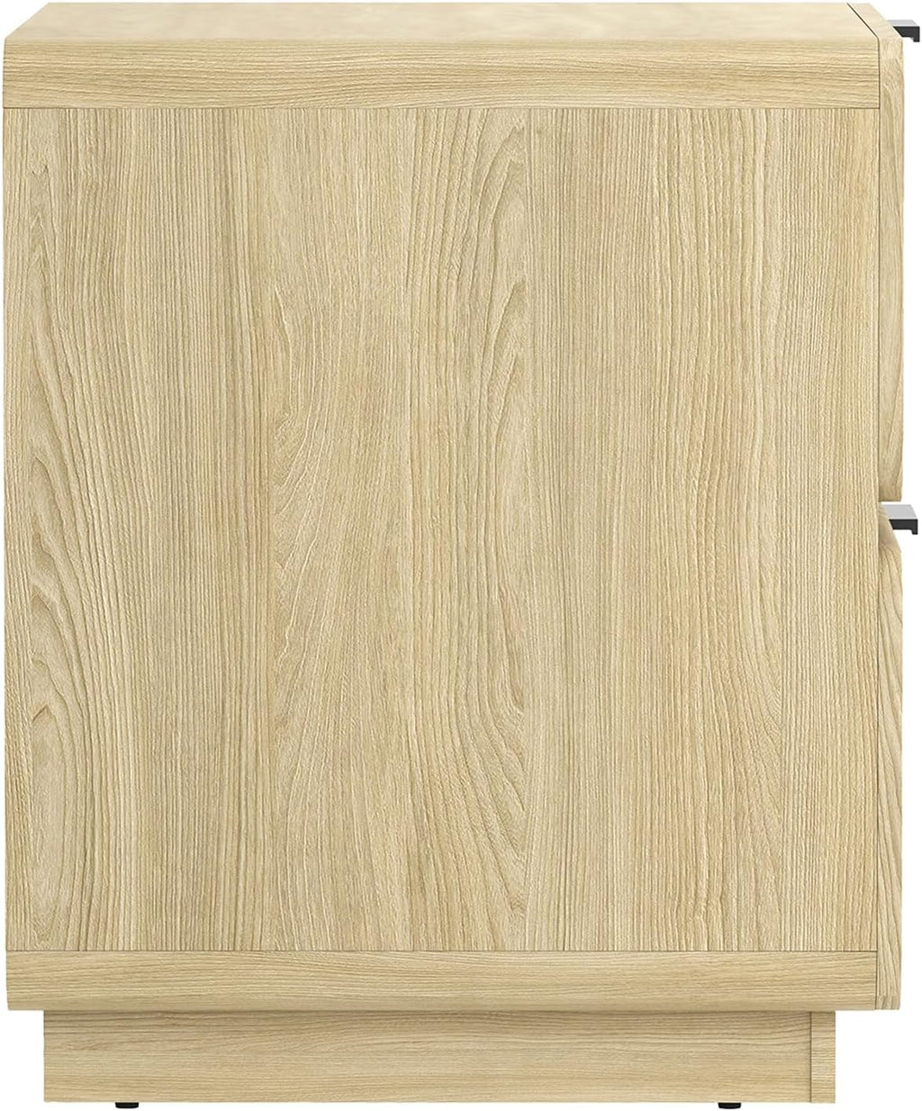 Manhattan Comfort Chrystie Fluted Nightstand 26' Bedside Table with 2 Full Extension Drawers and Metal Handles, Rounded Corners, Wood Grain Finish, Set of 2 for Bedroom or Living Room in Natural