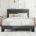SHA CERLIN Full Platform Bed Frame with Upholstered Fabric Headboard, Mattress Foundation with Strong Wooden Slats Support, No Box Spring Needed, Grey