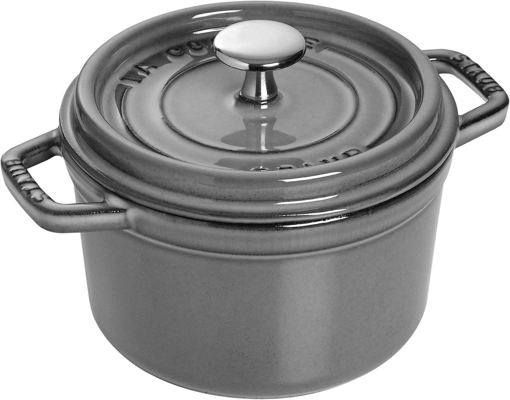 Staub 1101618 Round Cocotte Oven, 6 1/4 inch, - 1 1/4 quart, Graphite Grey