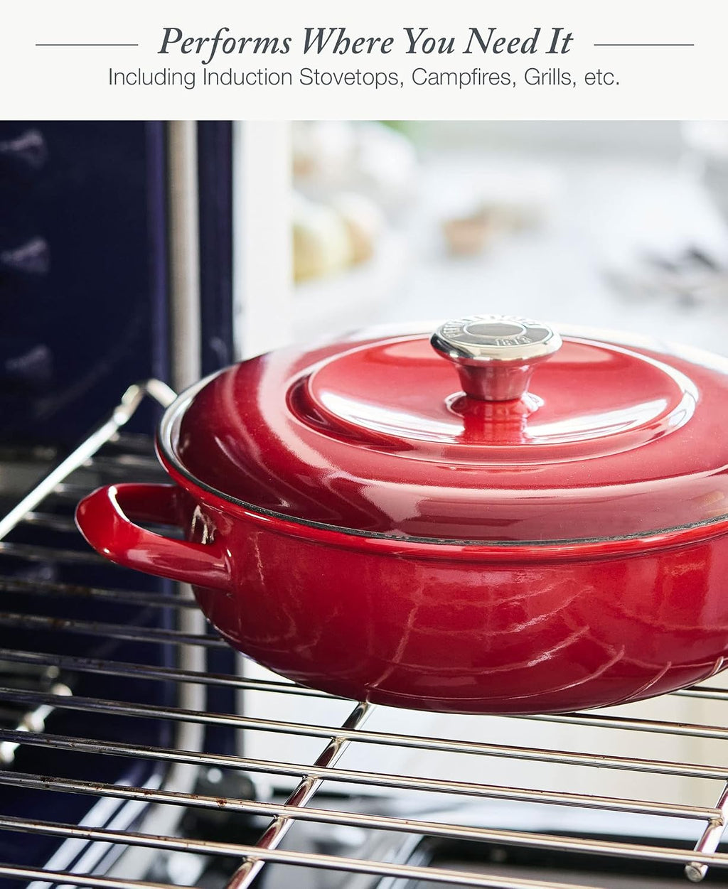 Merten & Storck German Enameled Iron, Round 4QT Casserole Braiser with Lid, Foundry Red