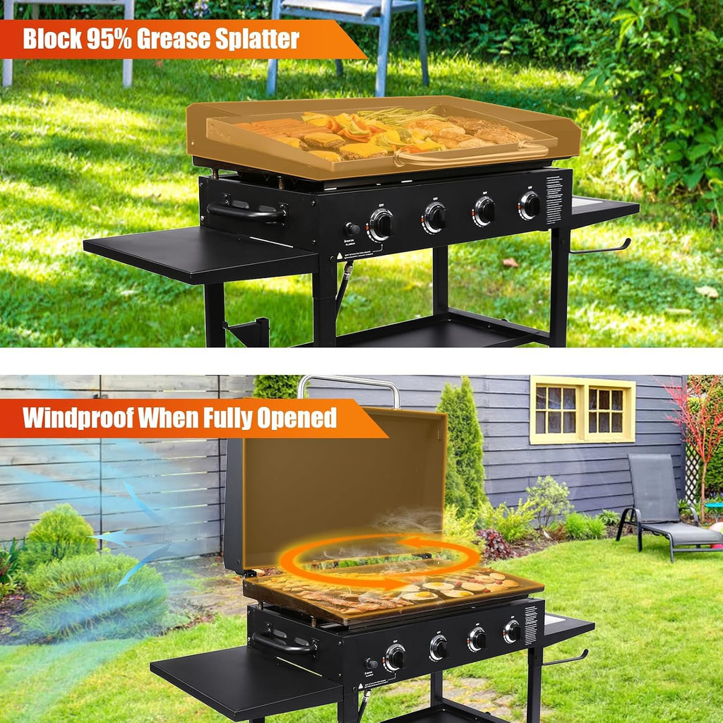 Upgraded Griddle Lid for Blackstone 36 inch Griddle, Hinged Lid Griddle Hard Cover for Blackstone 1554 1836 1825 1818 1565 1866 1984 1560 1863 2122, Heat Resistant Hard Top Lid Cover for Black Stone
