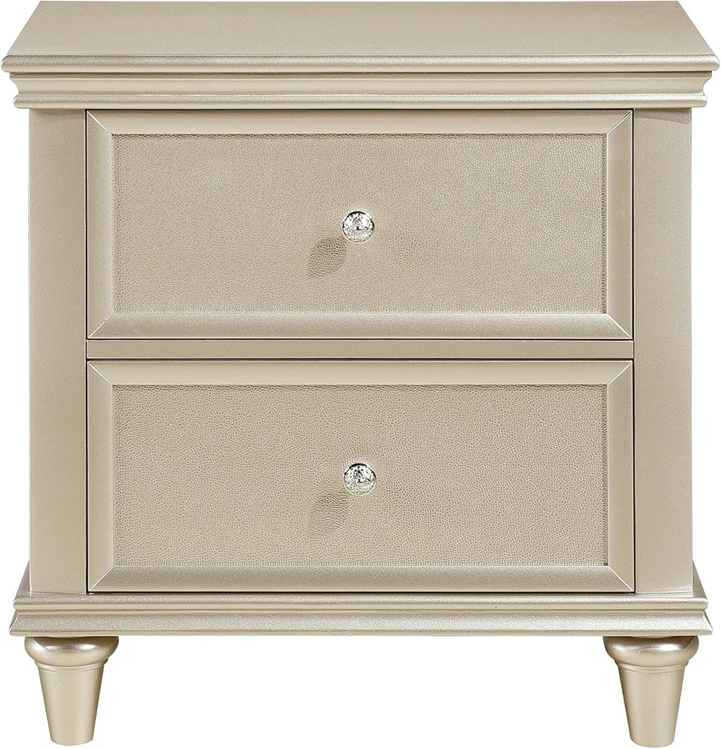 3Pc Beautiful Bedroom Furniture Set Full Size Bed and Two Nightstands Upholstered Headboard Silver Finish Traditional Modern