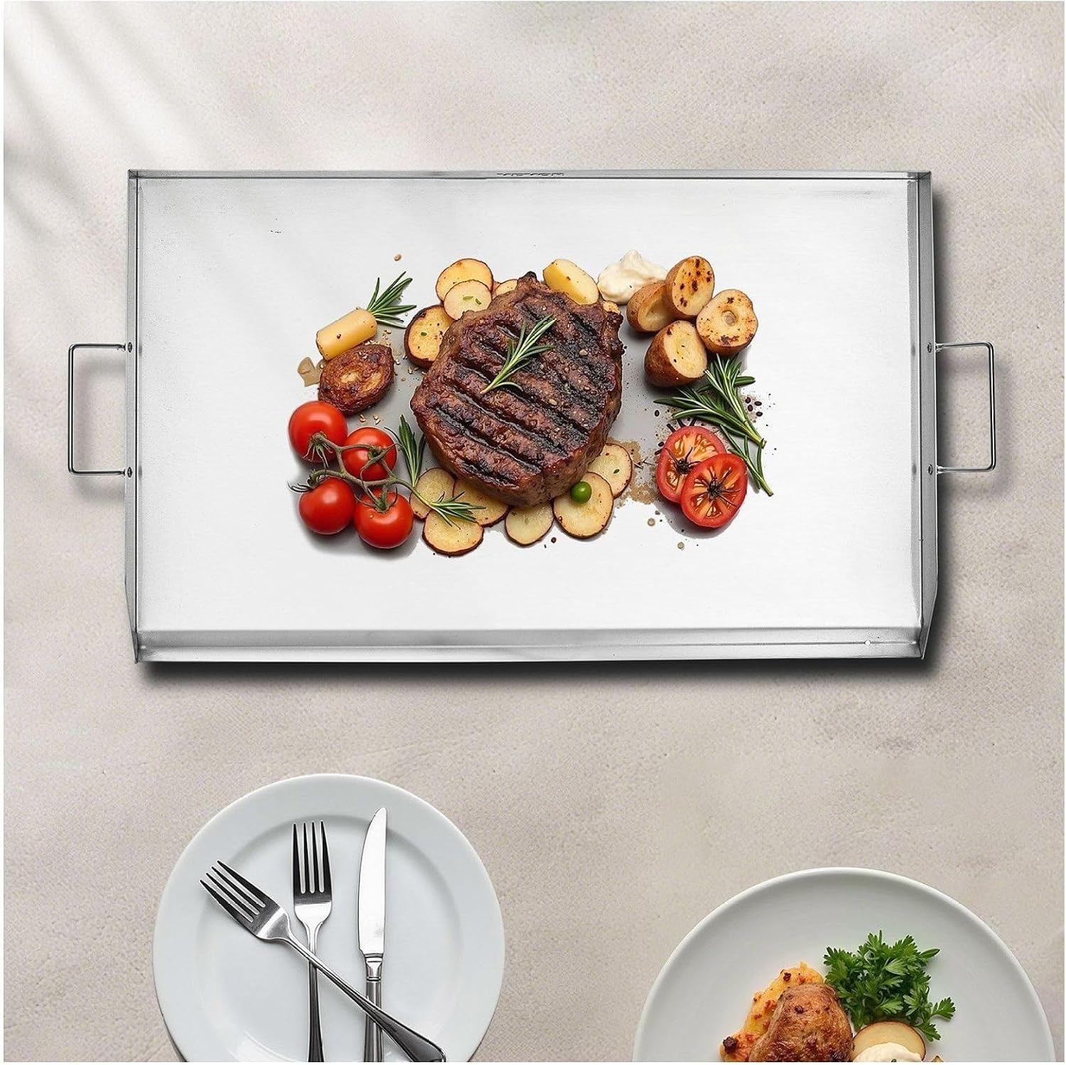 Stainless Steel Flat Top Griddle 36x22 Inch Universal BBQ Grill Pan Cookware
