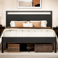 Easy to Assemble Queen Bed Frame with Wood Headboard & Footboard, Tool-Free Metal Platform Bed Frame, Upgraded Heavy Duty Sturdy Foundation, No Noise, No Box Spring Needed,Large Under Storage, Black