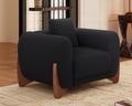 Morden Fort Sherpa Boucle Couch Armchair Single, Modern Sofa Upholstered Deep Chair with Soft Throw Pillow Skin-Friendly Minimalist Accent Chair Compatible with Sofa Set Couch for Living Room, Black
