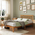 Novilla Queen Bed Frame with Headboard, Solid Wood Bed Frame Foundation with Wood Slat Support, No Box Spring Needed, Easy Assembly, Oak