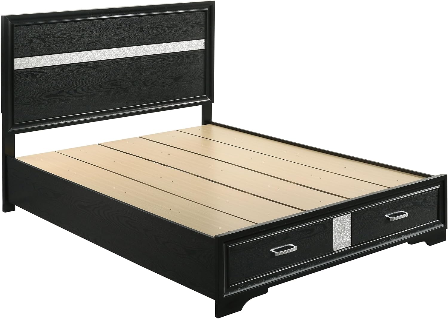 Coaster Home Furnishings Miranda Contemporary 5-Piece Bedroom Set Queen Size Storage Panel Bed Frame 50-inch Headboard Black 206361Q-S5