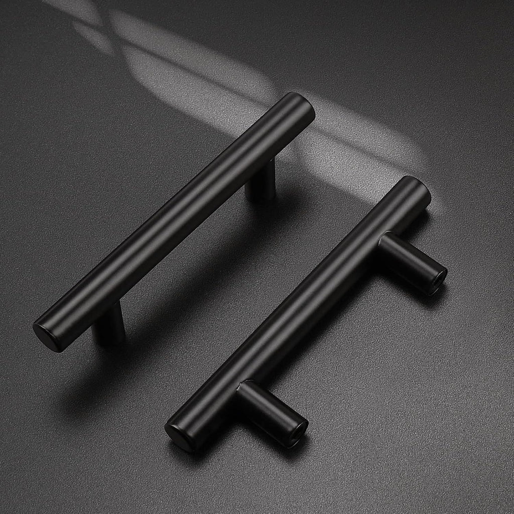Probrico 200 Pack|3 Inch Hole Centers Flat Black Cabinet Pulls Modern Cupboard Hardware Kitchen Cabinet T Bar Handle Dresser Pulls, 5 Inch Total Length