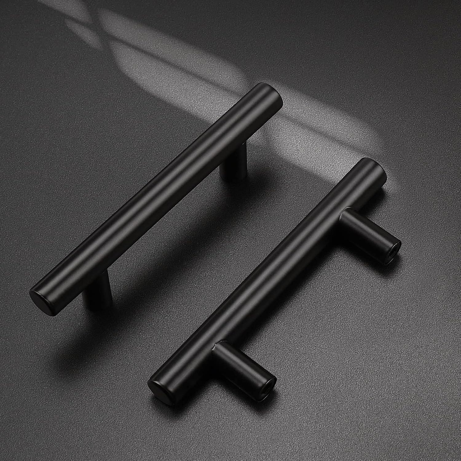 Probrico 200 Pack|3 Inch Hole Centers Flat Black Cabinet Pulls Modern Cupboard Hardware Kitchen Cabinet T Bar Handle Dresser Pulls, 5 Inch Total Length