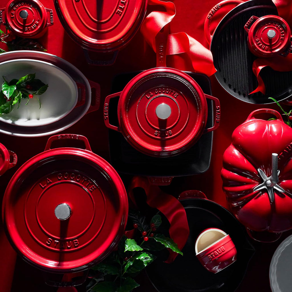 Staub Cast Iron Oval Cocotte, Dutch Oven, 7-quart, serves 7-8, Made in France, Cherry