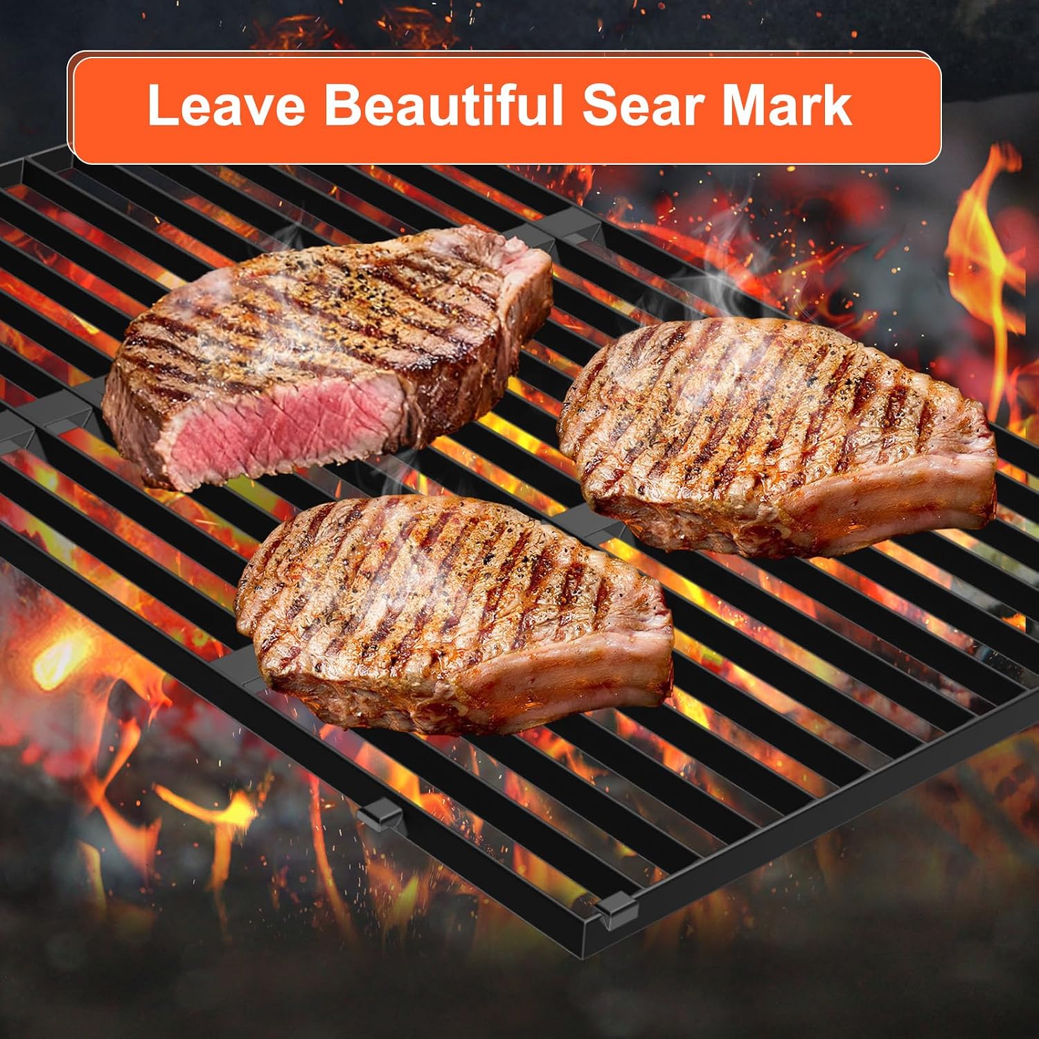QuliMetal Reversible 7598 Griddle Replacement and 17.5' Grill Grates 15.3' Flavorizer Bars for Weber Spirit 300 & GS4 Spirit II 300, Spirit E-310 E-315 Grills with Front Control Knobs