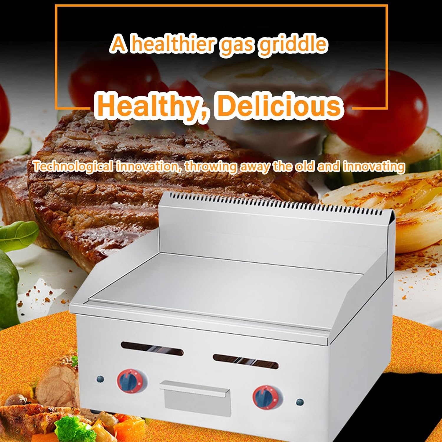 Commercial Gas Griddle 2 Burner Heavy Duty Manual Flat Top Restaurant Griddle Heating Plate Stainless Steel Portable Grill Propane Gas Countertop Restaurant Gas Griddle BBQ Home Kitchen