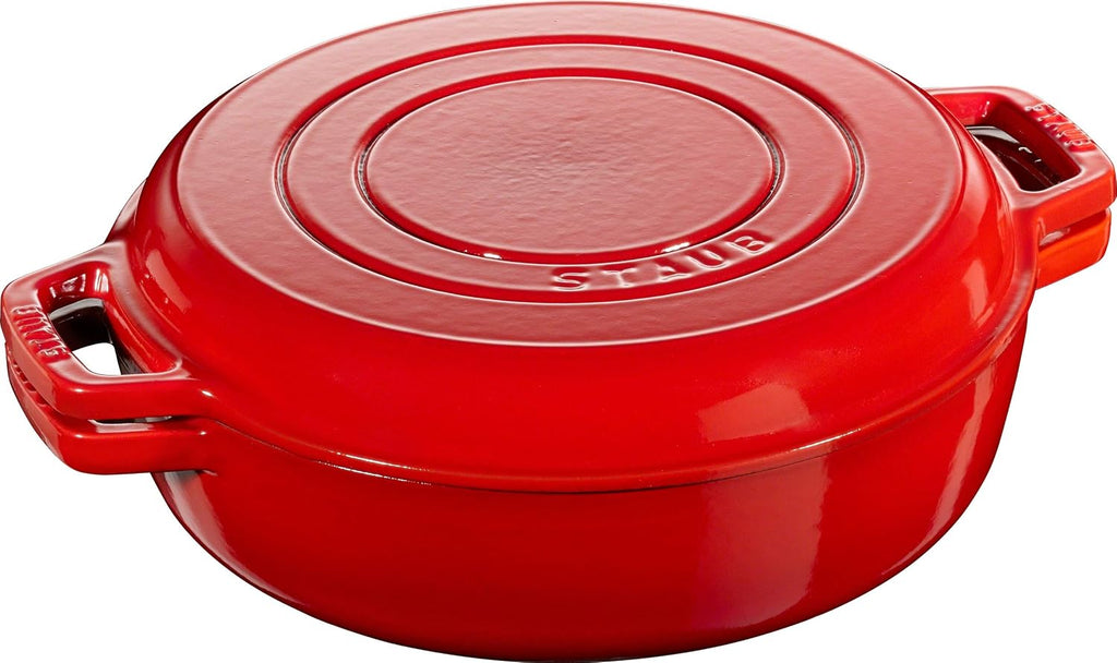 staub Sukiyaki & Grill 40508-281 Sukiyaki & Grill Cherry, 10.2 inches (26 cm), Both Hands, Enameled Pot, Sukiyaki Pot, Grill Pan, Induction Compatible, Genuine Japanese Product