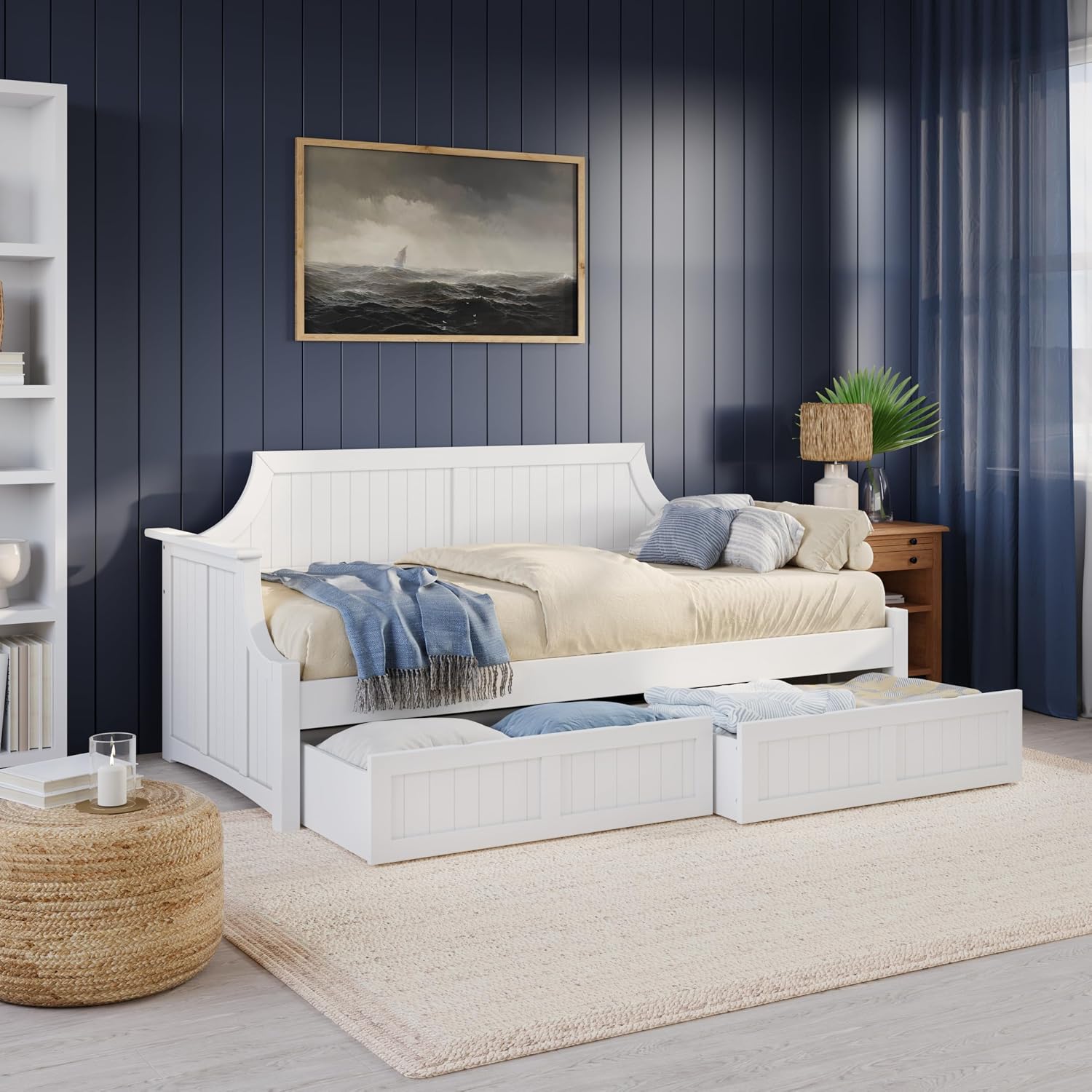 AFI Cambridge Twin Wood Daybed with Set of 2 Drawers in White