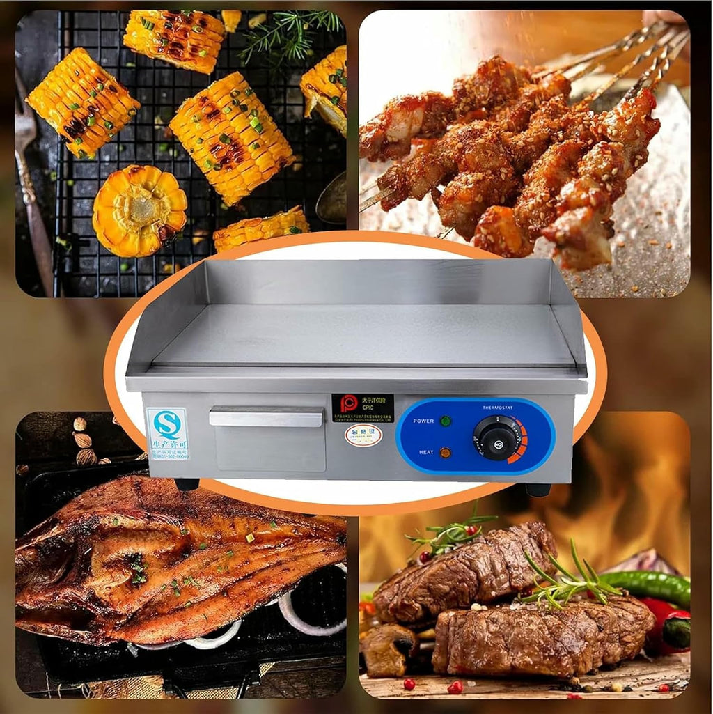 21' Commercial Electric Griddle, Electric Flat Top Grill, 3000W Countertop Griddle for Restaurant with Shovels and Brushes
