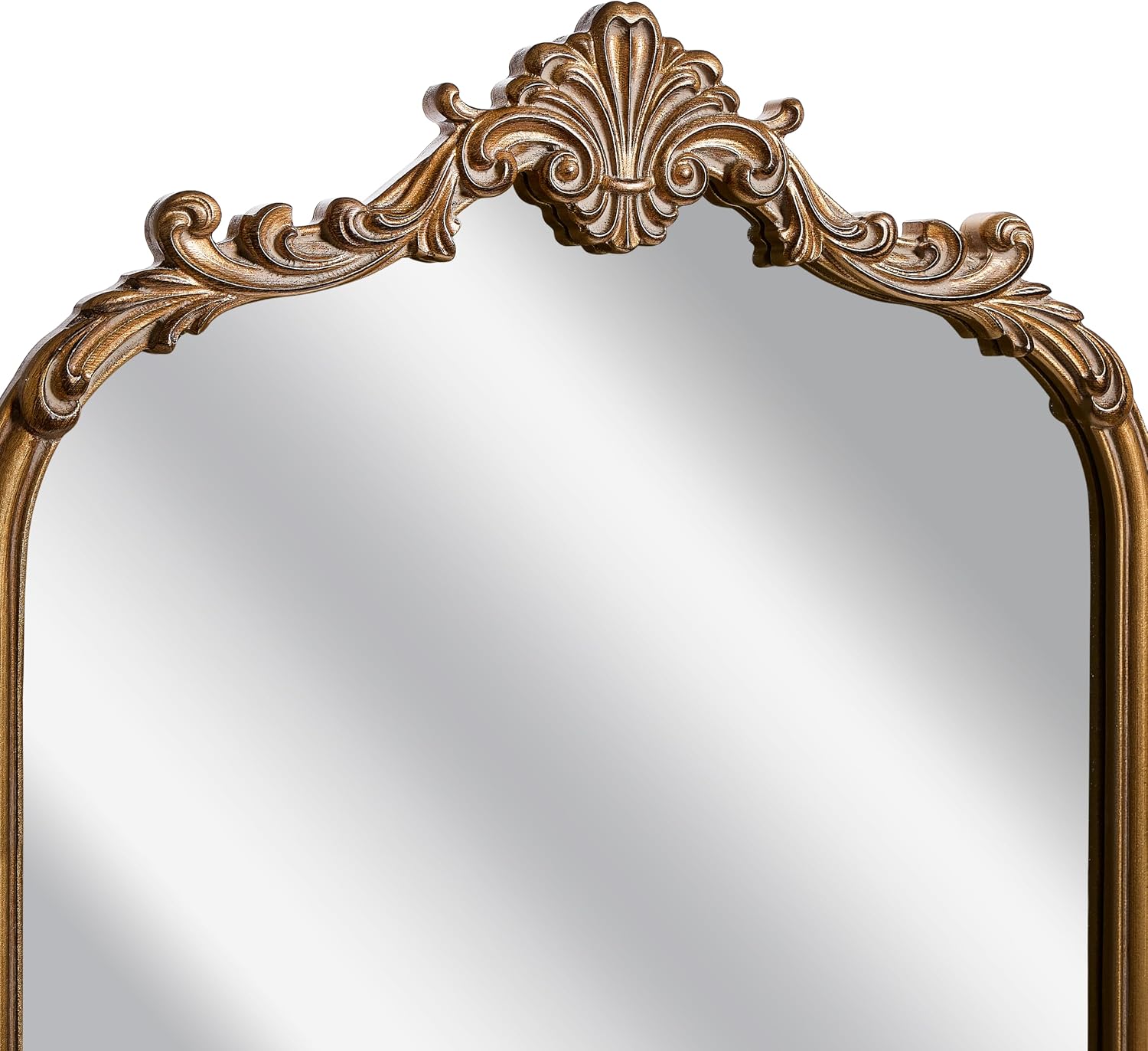 Wylde Iris English Estate Carved Arch Wood Wall Mirror, Mirror for Entryway, Living Room, Bathroom, Antique Gold, 20.4x33