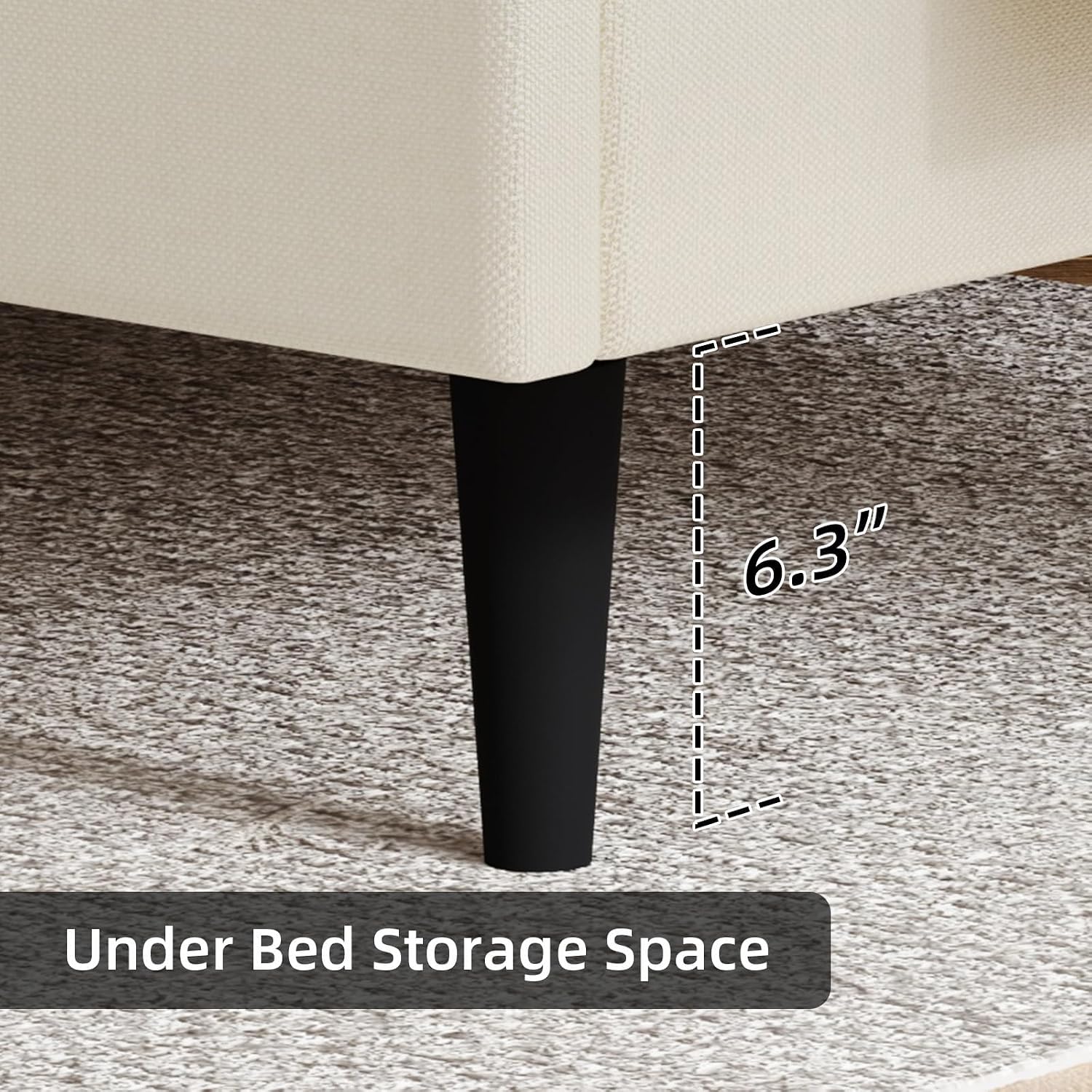 HOMBCK Queen Bed Frame, Linen Fabric Upholstered Platform Bed Frame, Button Tufted Bed Frame Queen Size, Wooden Slat Support, No Box Spring Needed, Easy Assembly, Cream