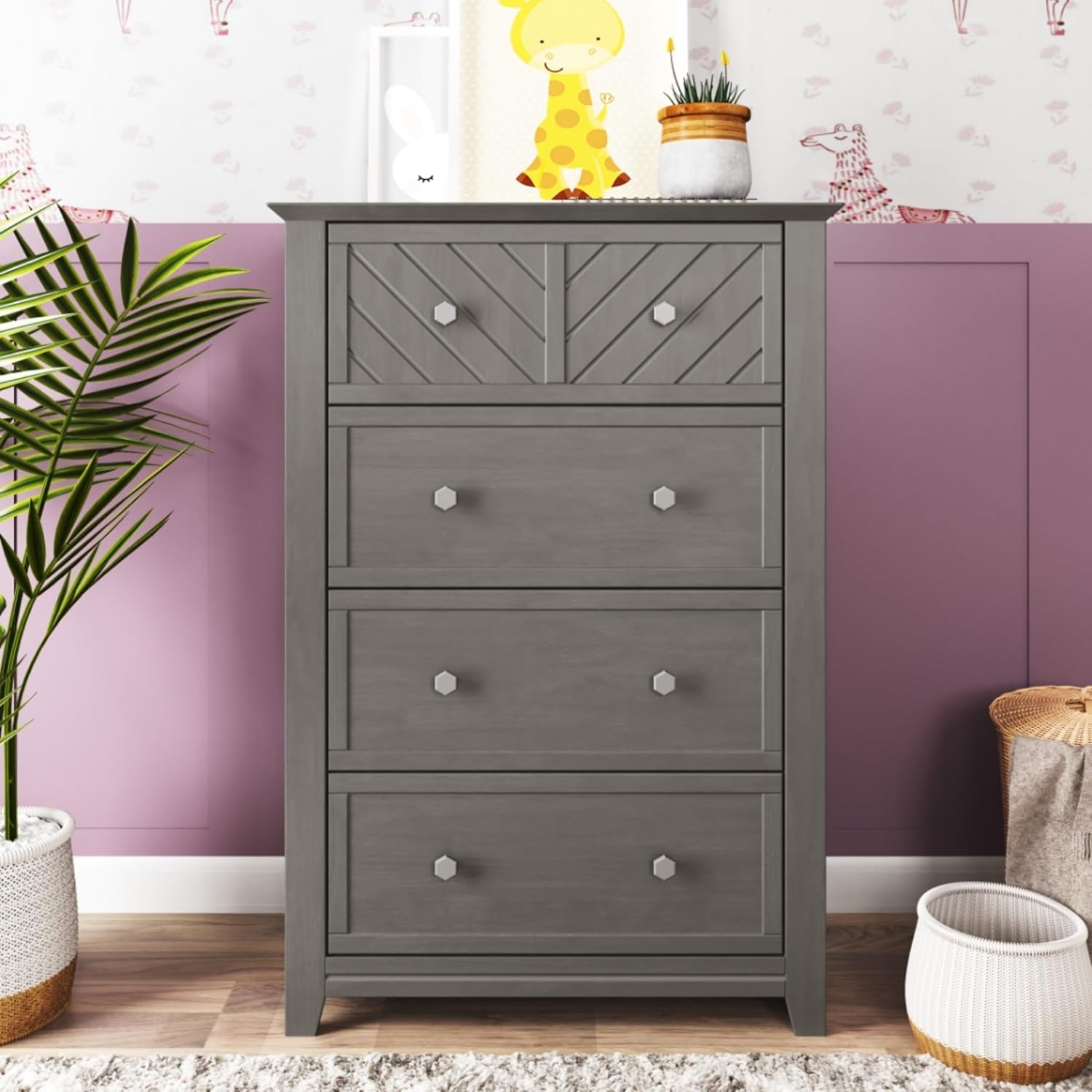 Child Craft Atwood Design 4-in-1 Convertible Baby Crib Nursery Furniture Set, Baby Bed, 3 Drawer Dresser and Chest Drawer, for Babies, Toddlers and Kids Bedroom (3 Piece - Lunar Gray)