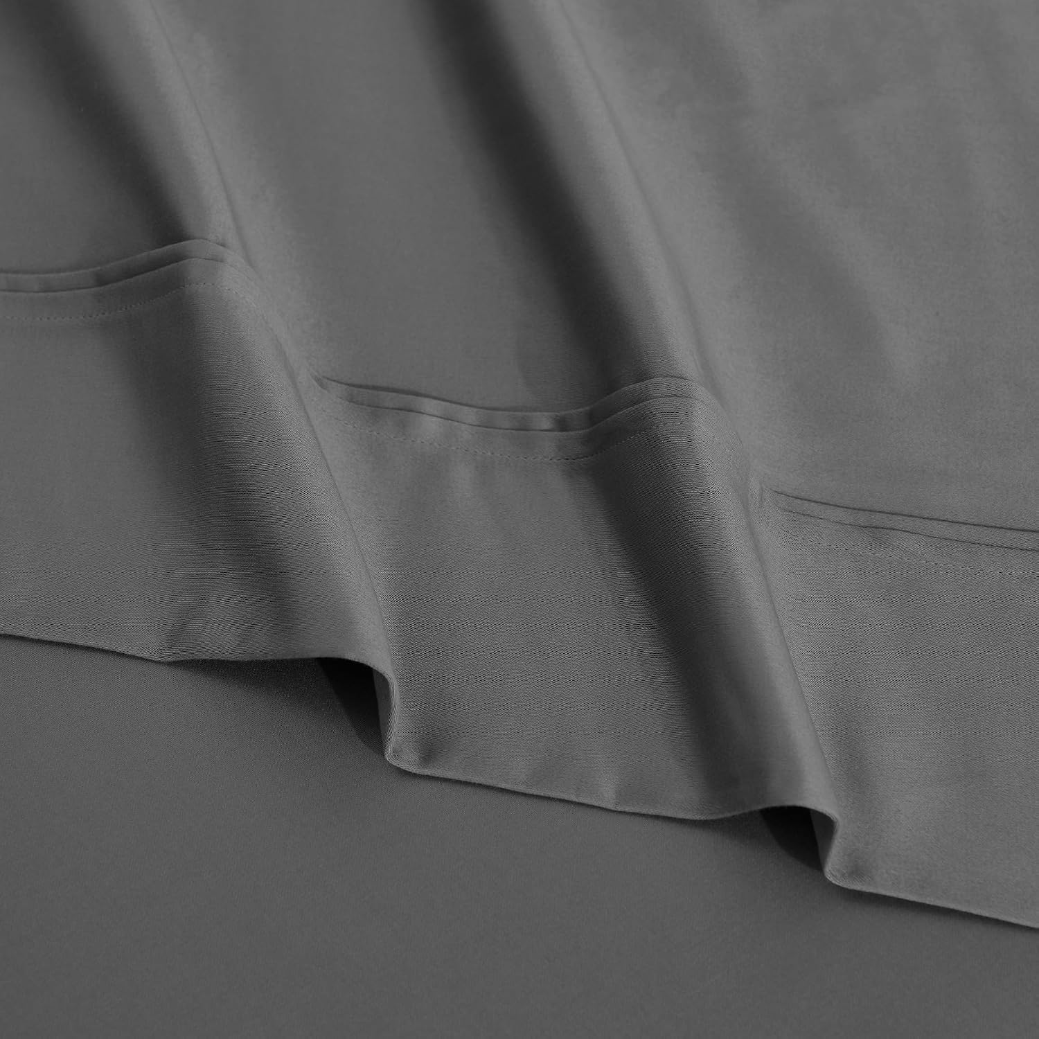 Superior 1200 Thread Count Egyptian Cotton Sheet Set, Bedroom Sheets, Modern Home Essentials, Luxury Bedding, 1 Elastic Deep Pocket Fitted Bed Sheet, 1 Flat Sheet, 2 Pillowcases, King, Charcoal