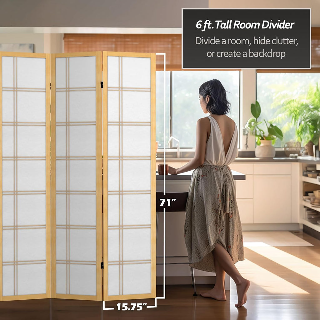 Red Lantern 6 ft. Tall Canvas Double Cross Room Divider Freestanding Folding Privacy Screen, Partition, and Separator for Modern and Contemporary Bedroom, Home Office, Studio, Dorm, Apartment