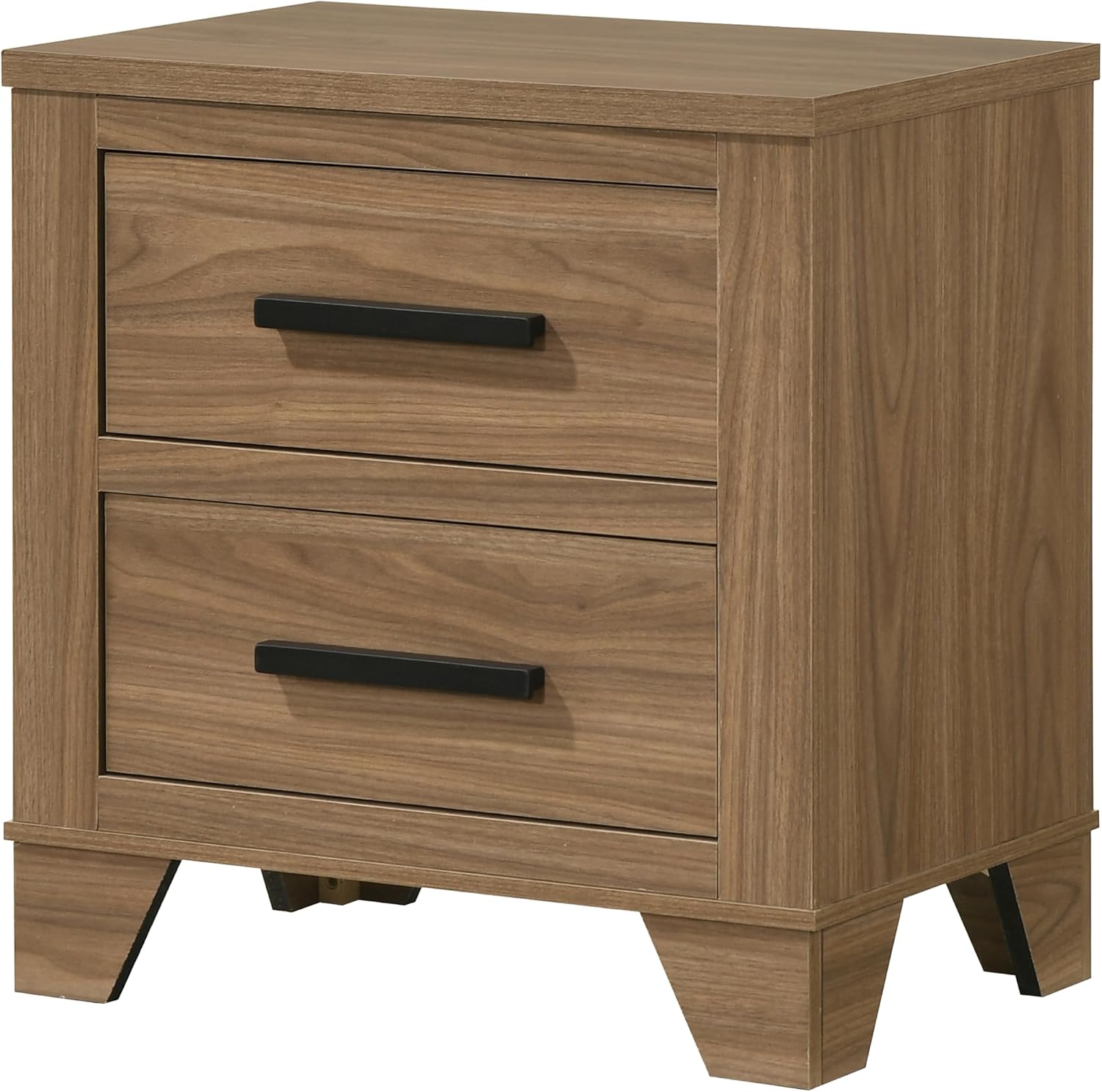 Furniture of America Nomal Modern Solid Wood 5-Piece Bedroom Set with Recessed Panel Headboard Bed, Metal Center Glide on Nightstands and Dresser with Mirror, Box Spring Needed, Queen, Chestnut Brown