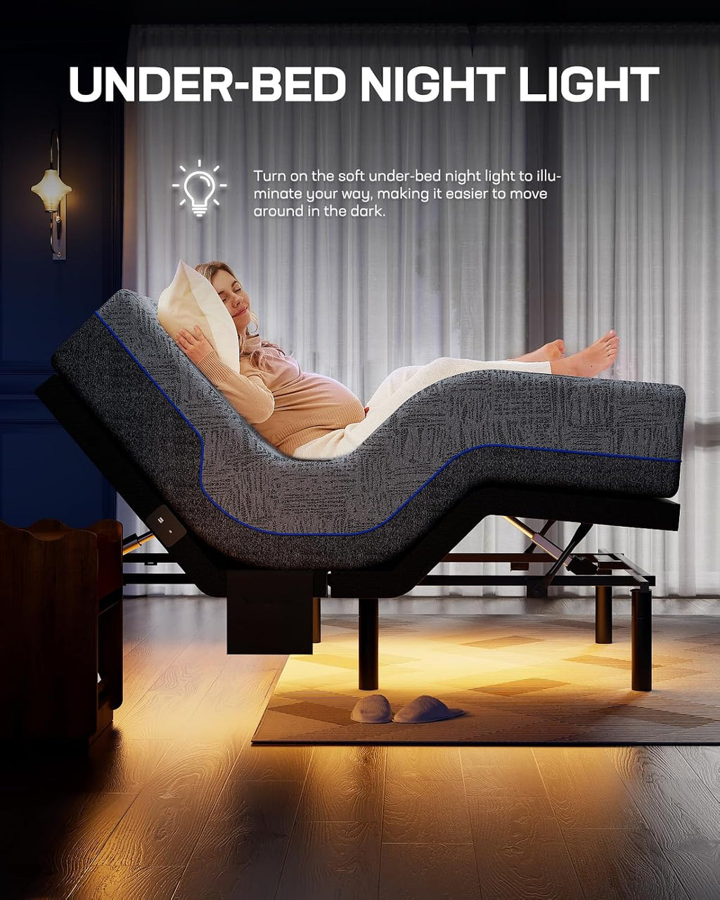 Marsail NS0 Queen Adjustable Bed Base - Smart Dual Motor Bed Frame with Wireless Remote, 3-Min Assembly, Zero Gravity & Anti-Snore Modes, Under Bed Lighting, 4 USB Ports