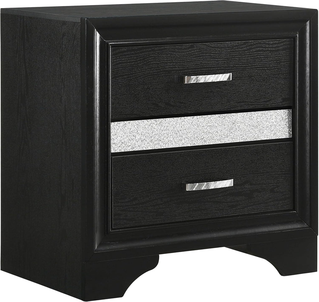 Coaster Home Furnishings Miranda Contemporary 5-Piece Bedroom Set Queen Size Storage Panel Bed Frame 50-inch Headboard Black 206361Q-S5