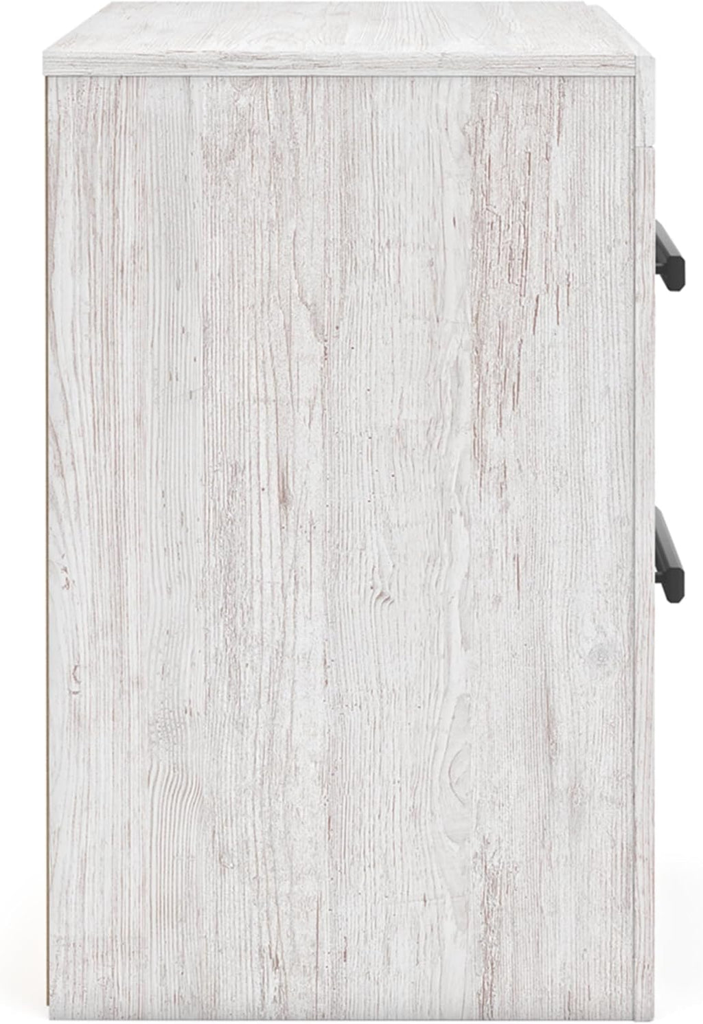 Signature Design by Ashley Cayboni Casual Nightstand with Framed Front and Pilasters, 2 Storage Drawers, Large Black Handles, Wood, 24.37' High, White