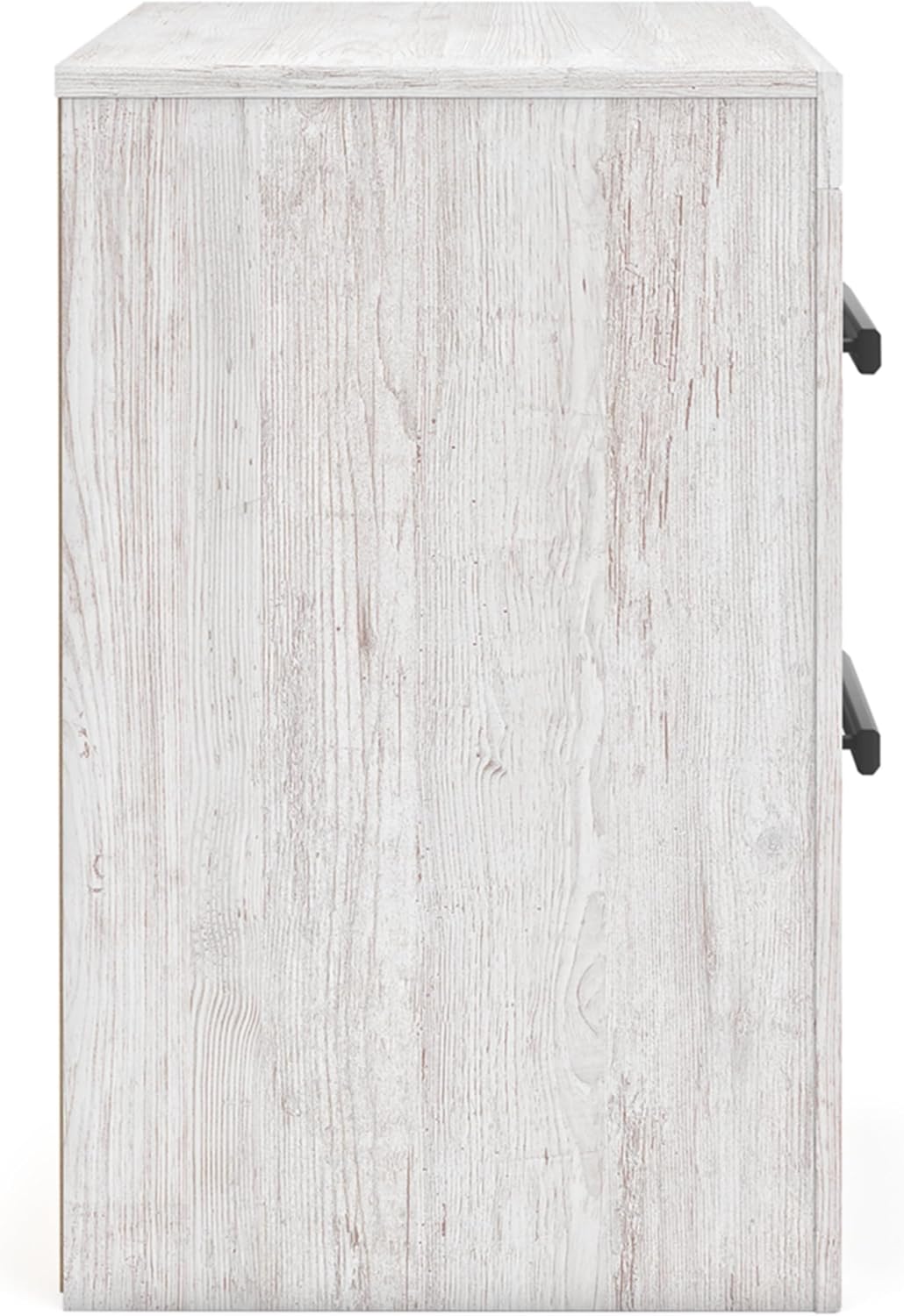 Signature Design by Ashley Cayboni Casual Nightstand with Framed Front and Pilasters, 2 Storage Drawers, Large Black Handles, Wood, 24.37' High, White