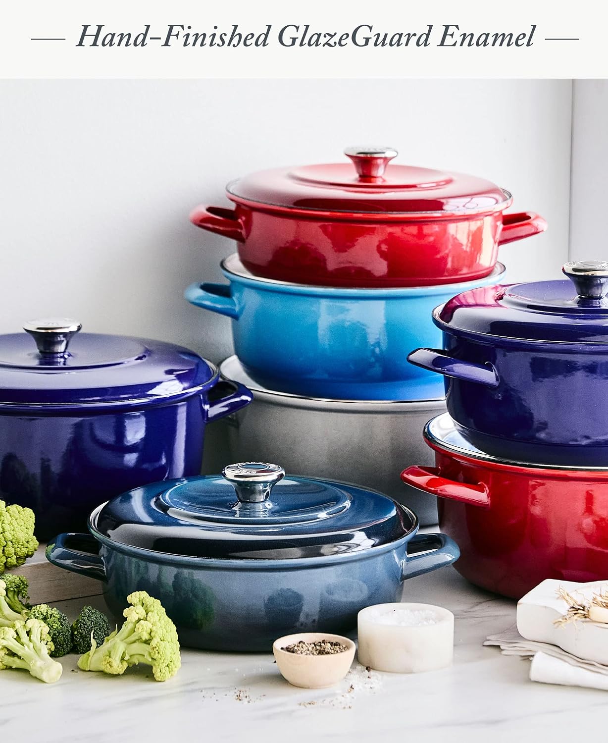 Merten & Storck German Enameled Iron, Round 4QT Casserole Braiser with Lid, Foundry Red