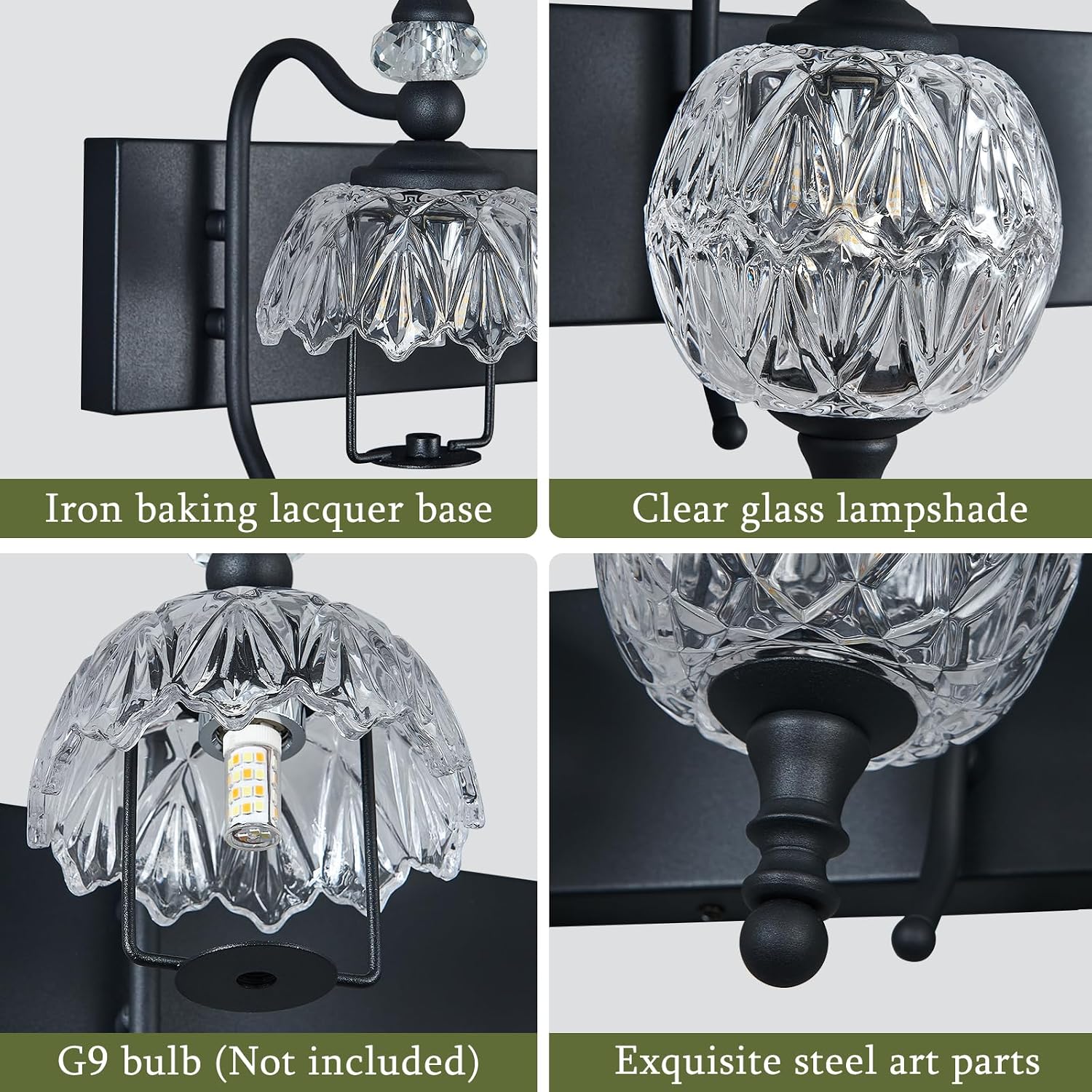 Modern Crystal Bathroom Vanity Lights Fixtures Over Mirror Black Vintage 4-Lights 28 Inch Bathroom Light Fixtures Glass Crystal Vanity Lights