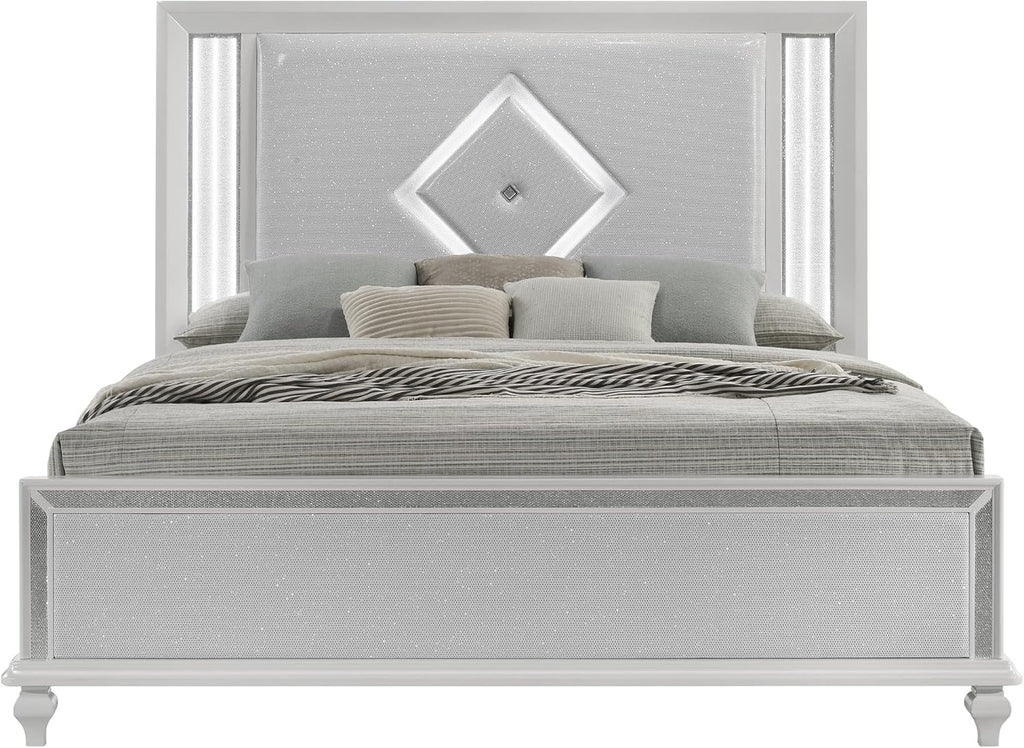 New Classic Furniture Stardust Wood King Bed, White
