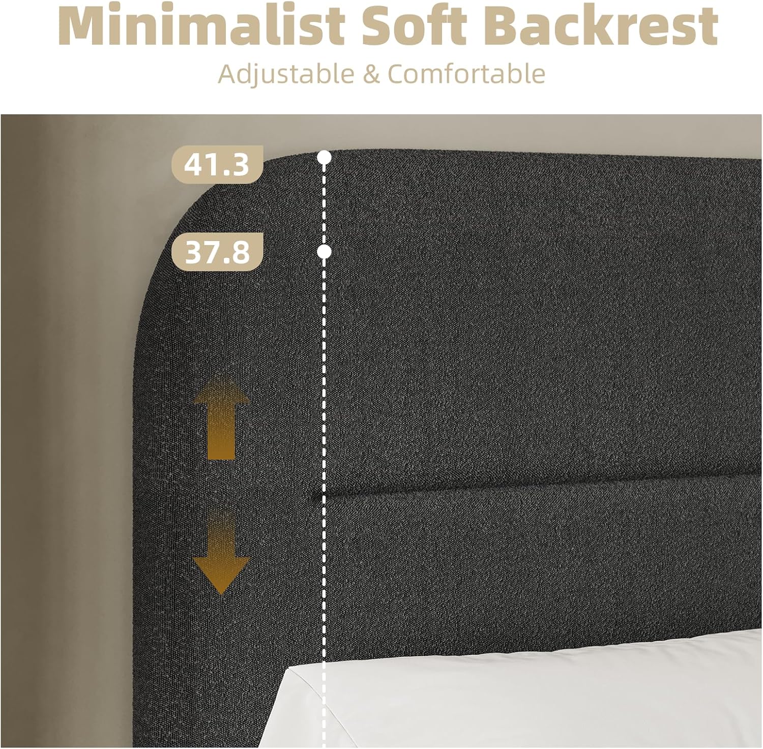 HOMBCK Twin Bed Frames with Headboard, Twin Size Boucle Upholstered Bed Frame for Kids, Soft Rounded Corners, Wooden Slats Support, No Box Spring Required, Easy Assembly, Black