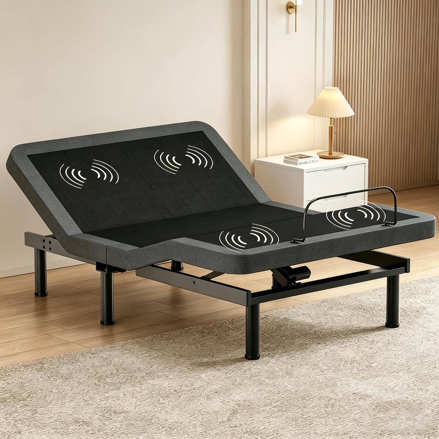 Full Size Adjustable Bed Frame with Massage, Upgrade Bed Base with Adjustable leg height,Separate Head/Foot Lift,Voice control,Anti-Snore/Zero Gravity,USB Ports, LED Light, Smart Electric Beds