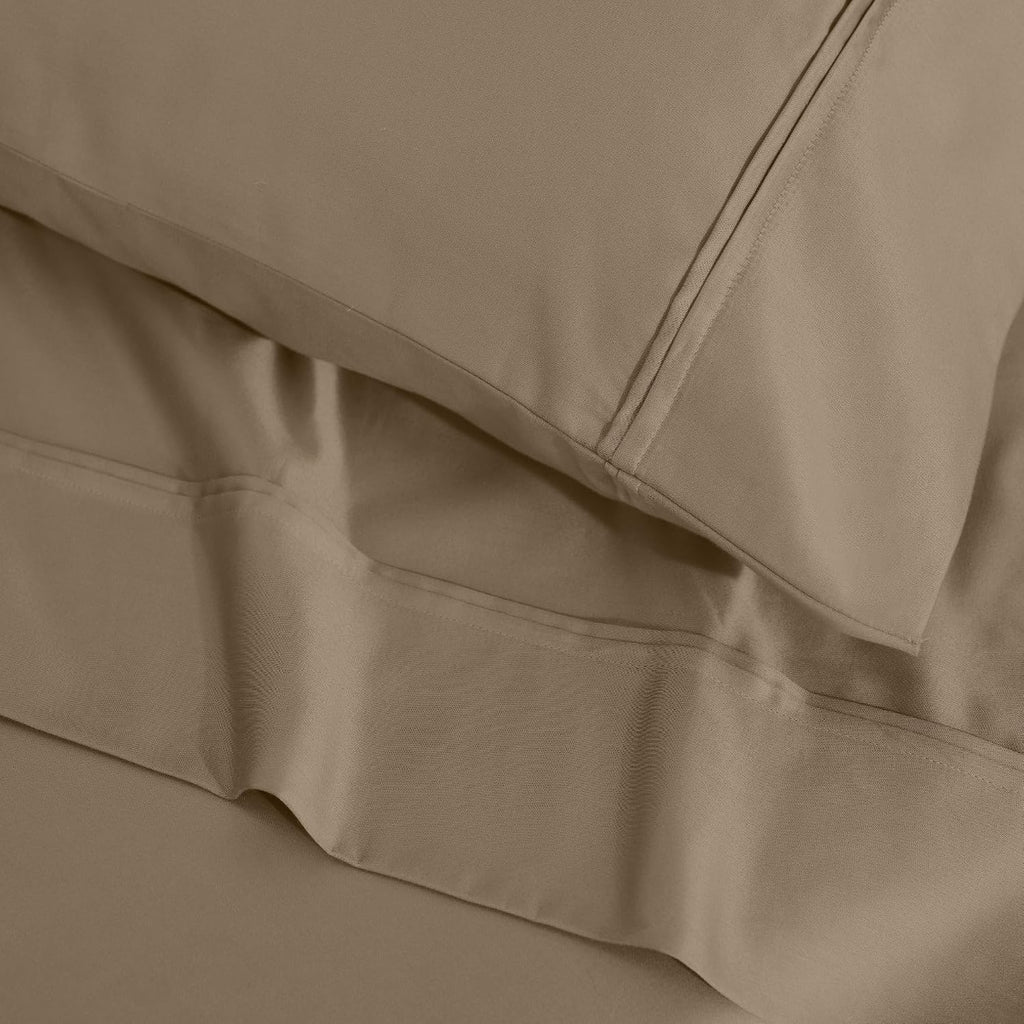 Superior 1200 Thread Count Egyptian Cotton Sheet Set, Bedroom Sheets, Home Essentials, Luxury Bedding, 1 Elastic Deep Pocket Fitted Bed Sheet, 1 Flat Sheet, 2 Pillowcases, California King, Taupe
