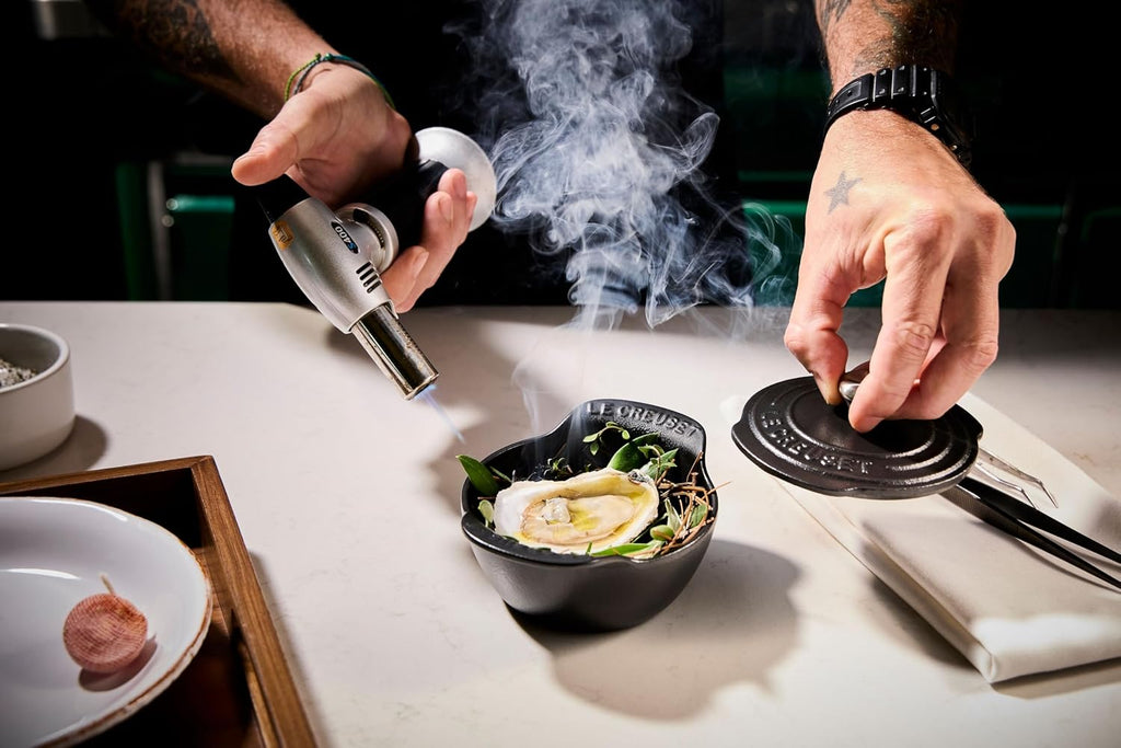 Le Creuset Enameled Cast Iron Gourmand Collection Set of 4 Mini Round Cocotte, .3 qt., Matte Black w/Stainless Steel Knob