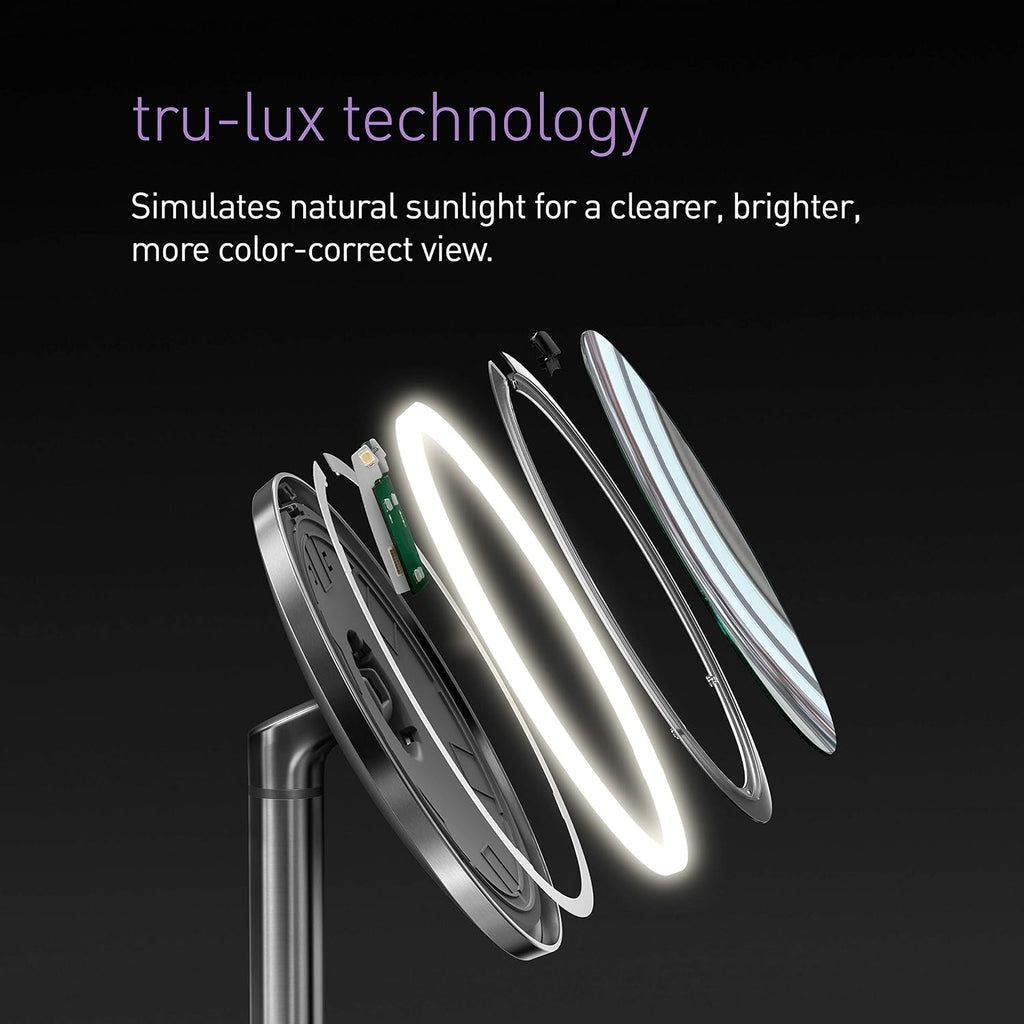simplehuman Sensor Mirror, Lighted Makeup Mirror with Magnification (5X), 8' Round Magnifying Vanity Mirror with Lights, Cordless, Rose Gold Stainless Steel