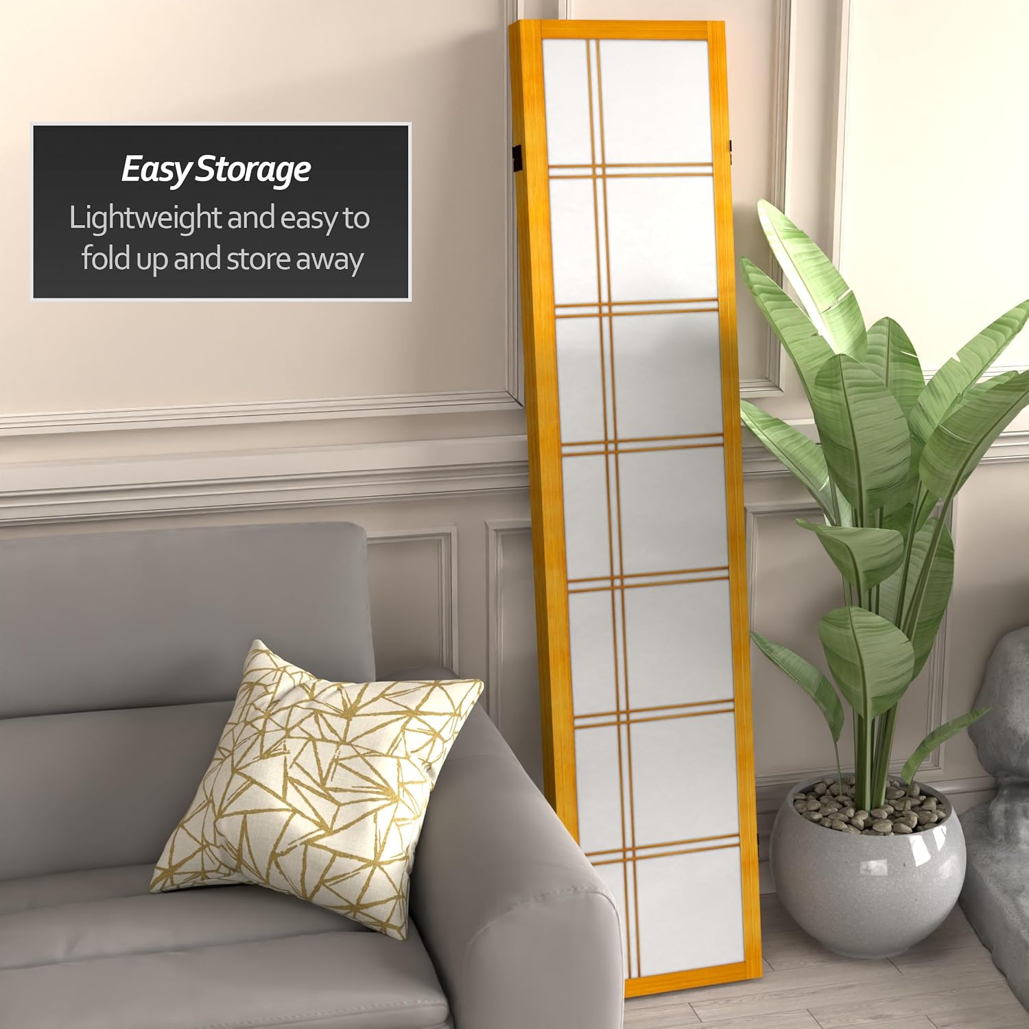 Red Lantern 6 ft. Tall Canvas Double Cross Room Divider Freestanding Folding Privacy Screen, Partition, and Separator for Modern and Contemporary Bedroom, Home Office, Studio, Dorm, Apartment