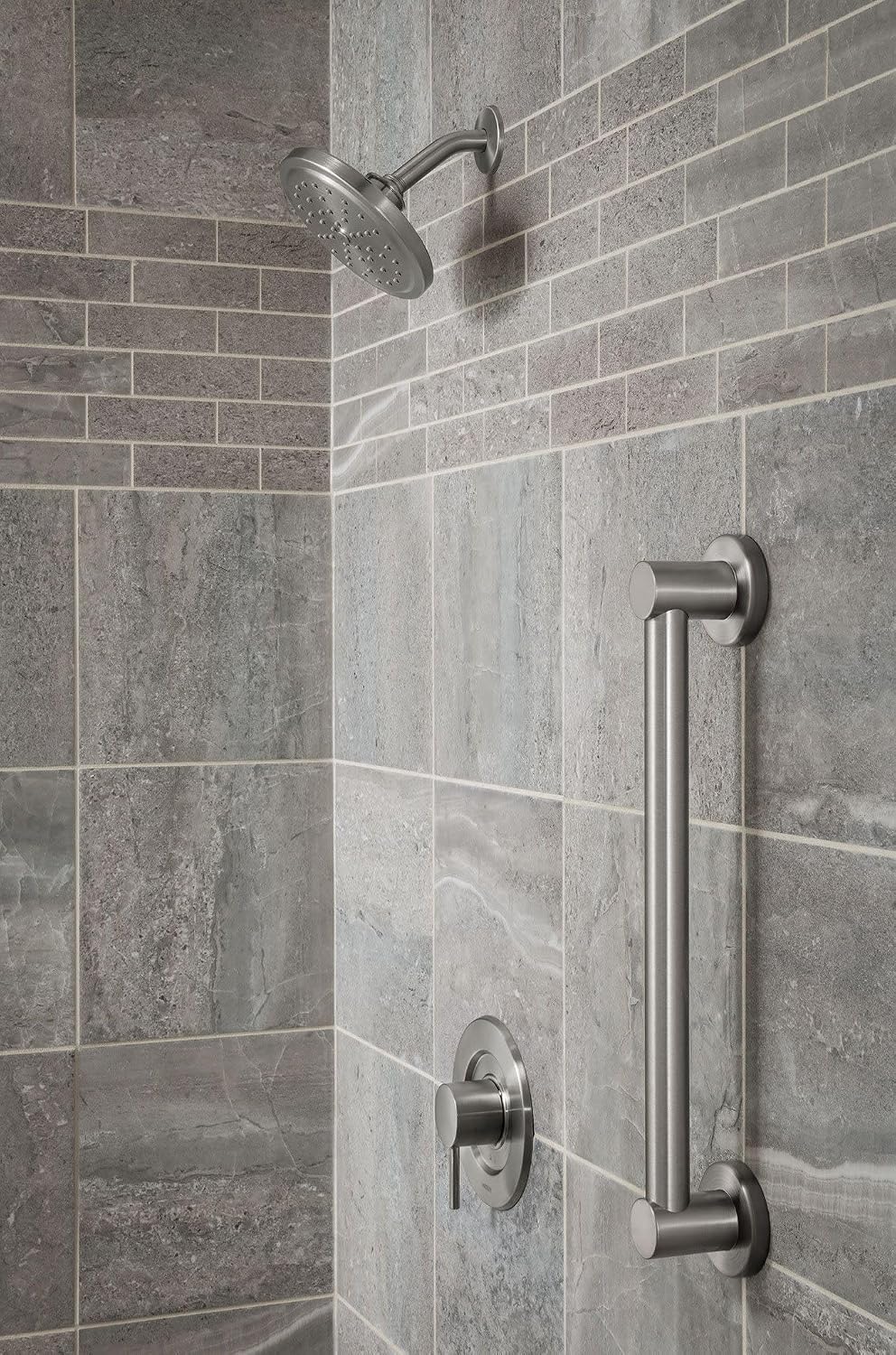 Moen YG0418BN Bathroom Safety 18-Inch Stainless Steel Modern Bathroom Grab Bar, Brushed Nickel